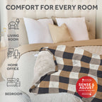 Sunbeam Heated Buffalo Tan Throw Blanket Oversized Microplush 4 Heat Settings 60x80