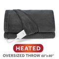 Sunbeam Heated Greystone Throw Blanket Oversized Microplush 4 Heat Settings 60x80