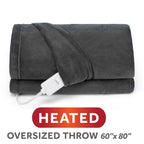 Sunbeam Heated Greystone Throw Blanket Oversized Microplush 4 Heat Settings 60x80