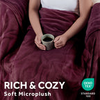 Sunbeam Heated Merlot Throw Blanket Oversized Microplush 4 Heat Settings 60x80