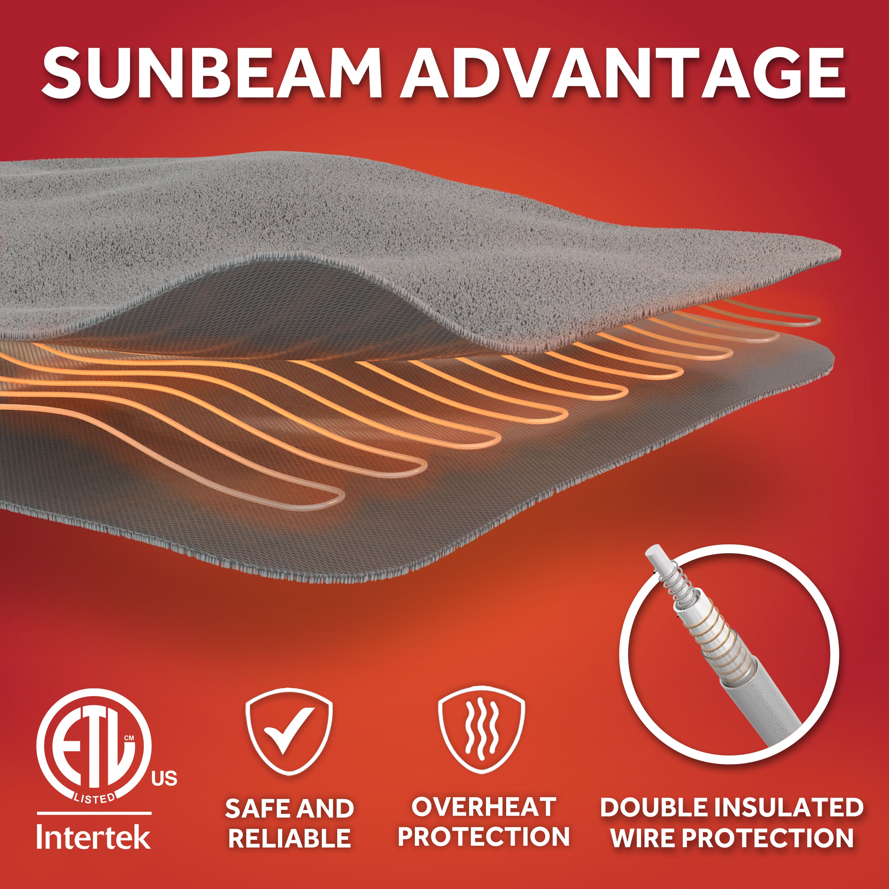 Sunbeam Heated Merlot Throw Blanket Oversized Microplush 4 Heat Settings 60x80