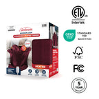 Sunbeam Heated Merlot Throw Blanket Oversized Microplush 4 Heat Settings 60x80