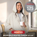 Sunbeam Heated Triangle Taupe Wearable Throw 4 Heat Settings 50x60