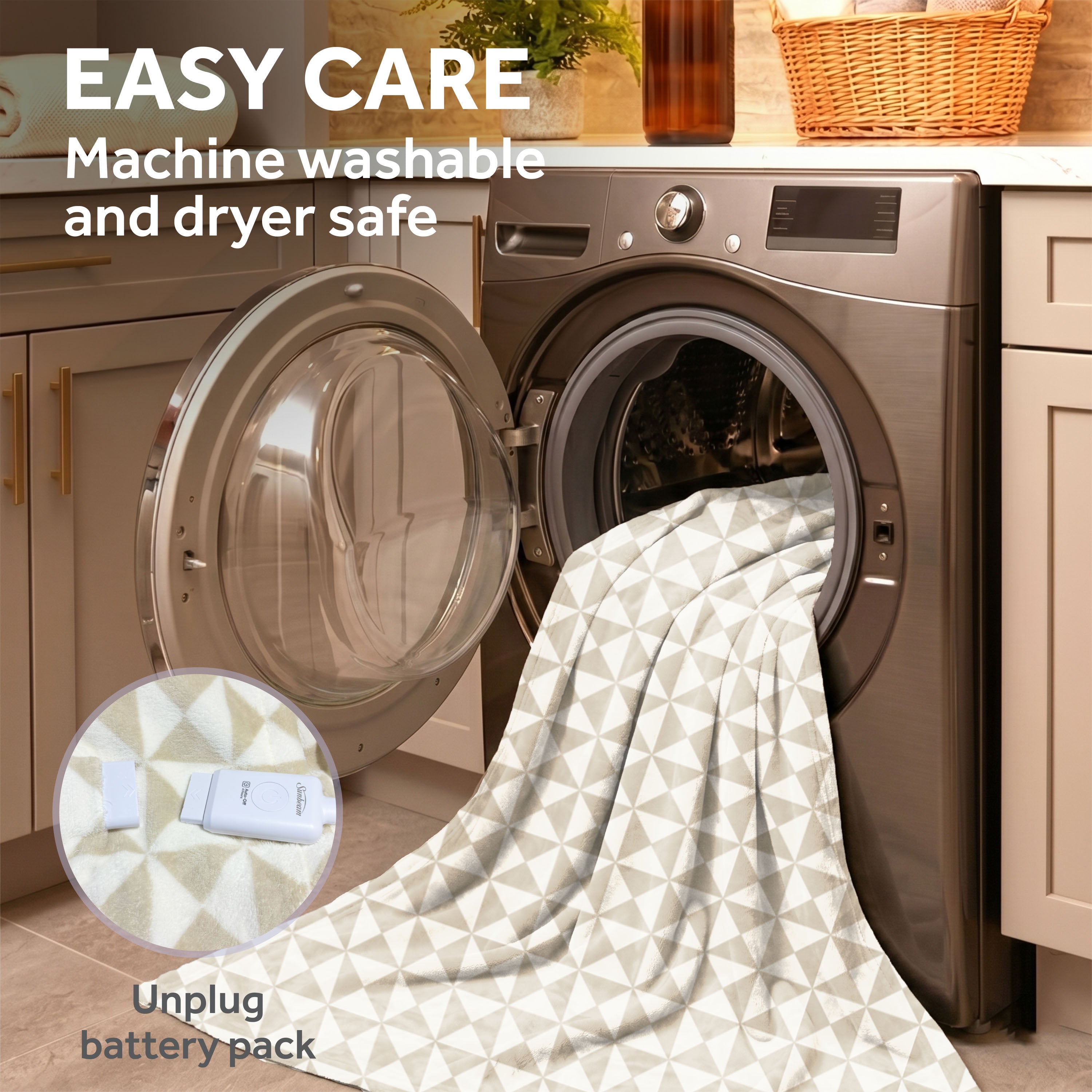 Sunbeam Heated Triangle Taupe Wearable Throw 4 Heat Settings 50x60