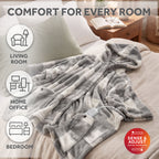 Sunbeam Heated Buffalo Gray Wearable Throw 4 Heat Settings 50x60