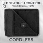 Sunbeam Cordless Heated Wearable Throw Black Hood Rechargeable 4 Heat Settings 50x66