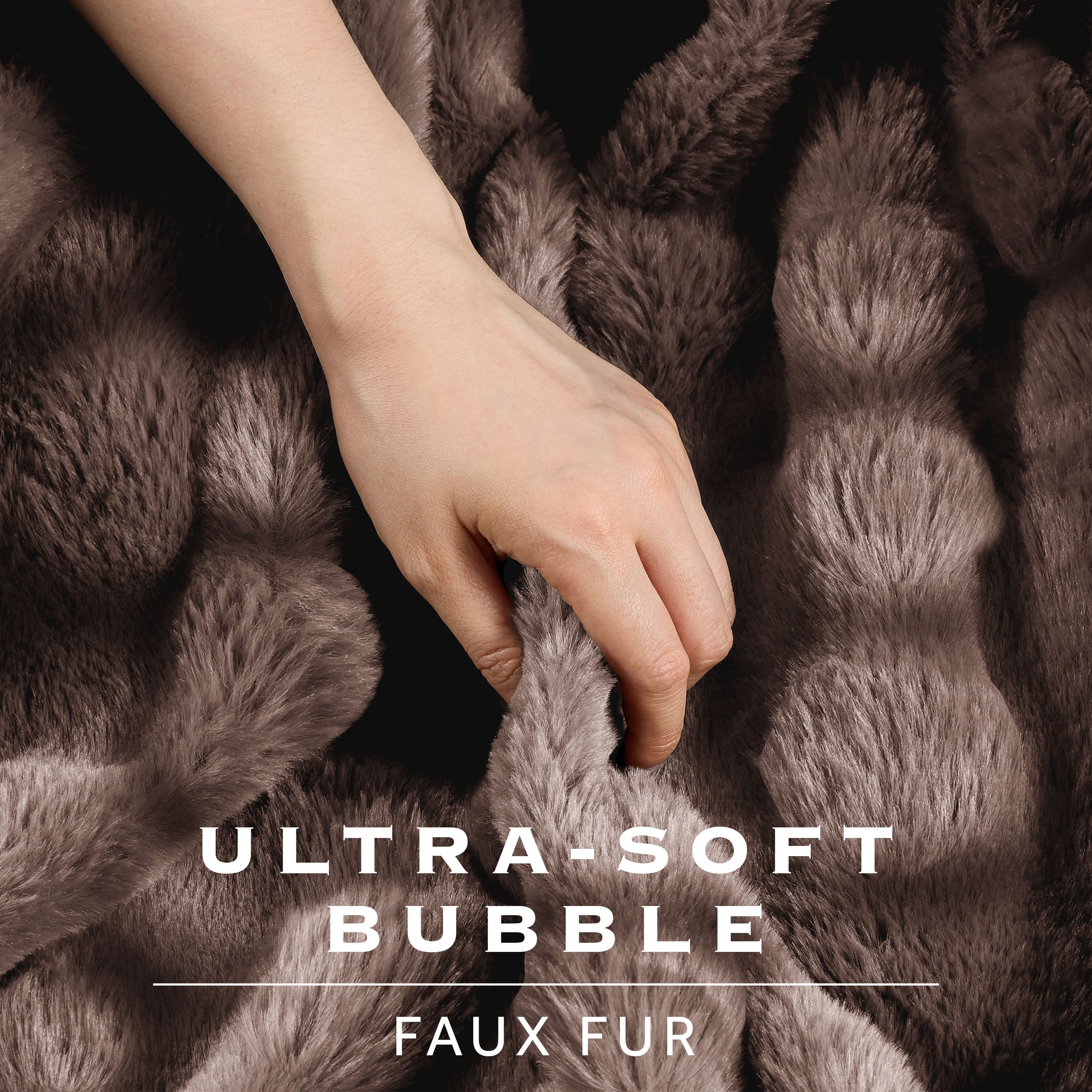 Sunbeam Heated Brown Throw Bubble Faux Fur Luxury Collection 4 Heat Settings 50x70