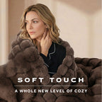 Sunbeam Heated Brown Throw Bubble Faux Fur Luxury Collection 4 Heat Settings 50x70