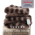 Sunbeam Heated Brown Throw Bubble Faux Fur Luxury Collection 4 Heat Settings 50x70