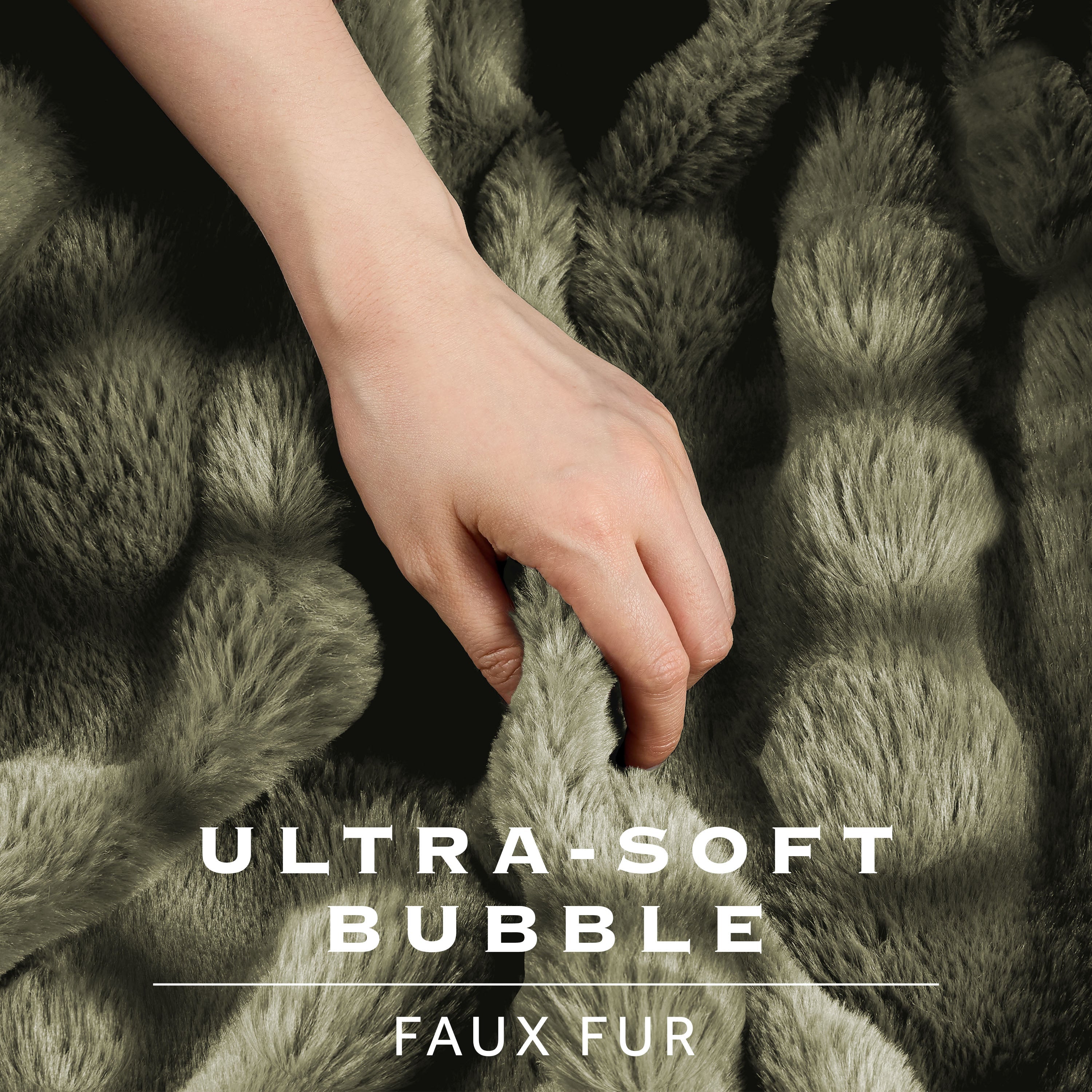 Sunbeam Heated Green Throw Bubble Faux Fur Luxury Collection 4 Heat Settings 50x70