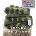 Sunbeam Heated Green Throw Bubble Faux Fur Luxury Collection 4 Heat Settings 50x70