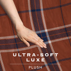 Sunbeam Heated Brown Blue Sheppard Plaid Luxe Plush Throw 4 Heat Settings 50x70