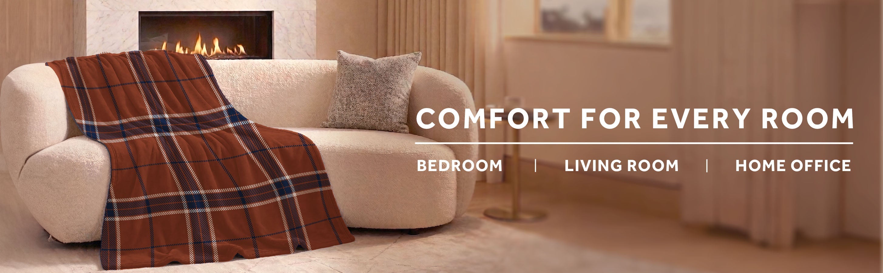 Sunbeam Heated Brown Blue Sheppard Plaid Luxe Plush Throw 4 Heat Settings 50x70