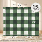 Sunbeam Heated Deep Sage Buffalo Plaid Luxe Plush Throw 4 Heat Settings 50x70