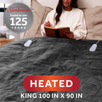 Sunbeam Heated Greystone Blanket Microplush 12 Heat Settings