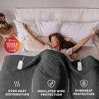 Sunbeam Heated Greystone Blanket Microplush 12 Heat Settings