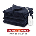 Sunbeam Heated Poseidon Navy Microplush Blanket 12 Heat Settings