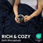 Sunbeam Heated Poseidon Navy Microplush Blanket 12 Heat Settings
