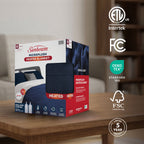 Sunbeam Heated Poseidon Navy Microplush Blanket 12 Heat Settings