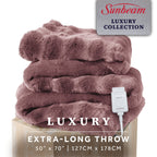 Sunbeam Heated Violet Throw Bubble Faux Fur Luxury Collection 4 Heat Settings 50x70