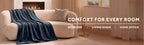 Sunbeam Heated Dark Navy Throw Luxe Plush Luxury Collection 4 Heat Settings 50x70