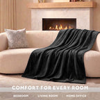 Sunbeam Heated Black Throw Luxe Plush Luxury Collection 4 Heat Settings 50x70