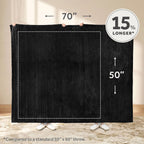 Sunbeam Heated Black Throw Luxe Plush Luxury Collection 4 Heat Settings 50x70