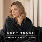 Sunbeam Heated Black Throw Luxe Plush Luxury Collection 4 Heat Settings 50x70