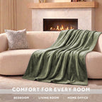 Sunbeam Heated Sage Throw Luxe Plush Luxury Collection 4 Heat Settings 50x70