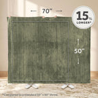 Sunbeam Heated Sage Throw Luxe Plush Luxury Collection 4 Heat Settings 50x70