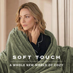 Sunbeam Heated Sage Throw Luxe Plush Luxury Collection 4 Heat Settings 50x70