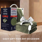 Sunbeam Heated Sage Throw Luxe Plush Luxury Collection 4 Heat Settings 50x70
