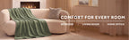 Sunbeam Heated Sage Throw Luxe Plush Luxury Collection 4 Heat Settings 50x70