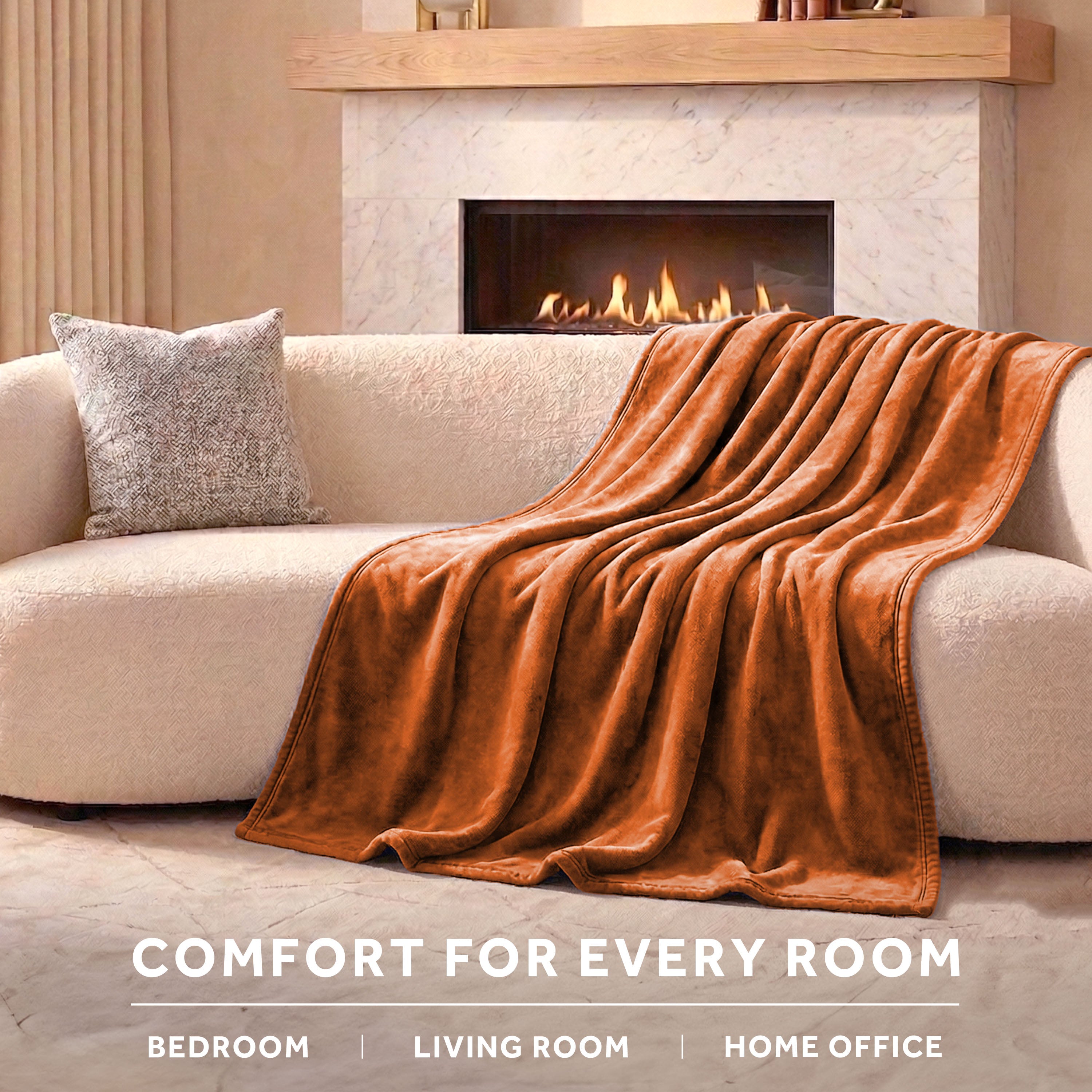 Sunbeam Heated Gingerbread Throw Luxe Plush Luxury Collection 4 Heat Settings 50x70