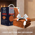 Sunbeam Heated Gingerbread Throw Luxe Plush Luxury Collection 4 Heat Settings 50x70