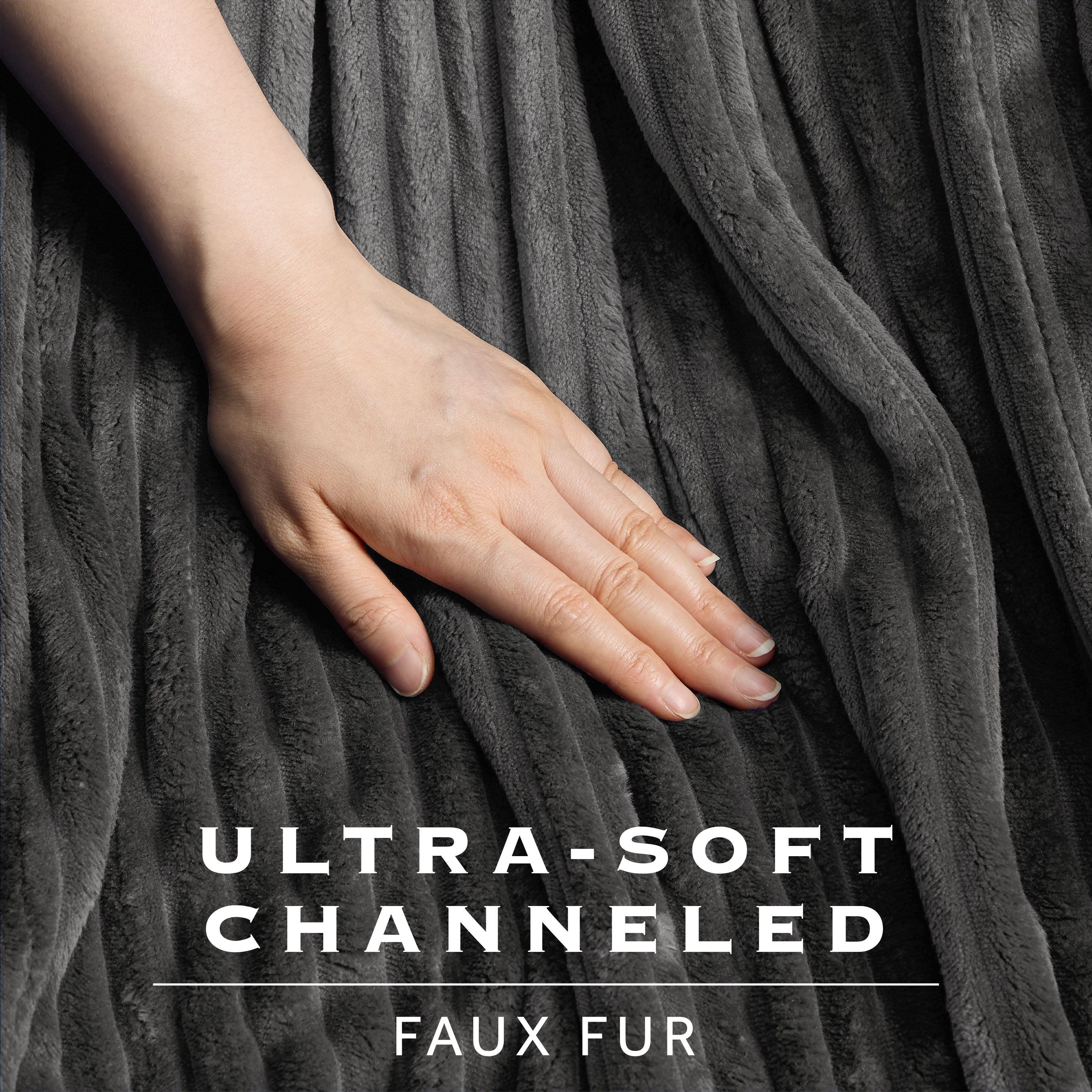 Sunbeam Heated Greystone Throw Channeled Faux Fur 4 Heat Settings 50x70
