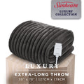 Sunbeam Heated Greystone Throw Channeled Faux Fur 4 Heat Settings 50x70