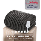 Sunbeam Heated Greystone Throw Channeled Faux Fur 4 Heat Settings 50x70