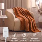 Sunbeam Heated Gingerbread Throw Channeled Faux Fur 4 Heat Settings 50x70