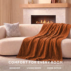 Sunbeam Heated Gingerbread Throw Channeled Faux Fur 4 Heat Settings 50x70
