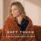 Sunbeam Heated Gingerbread Throw Channeled Faux Fur 4 Heat Settings 50x70