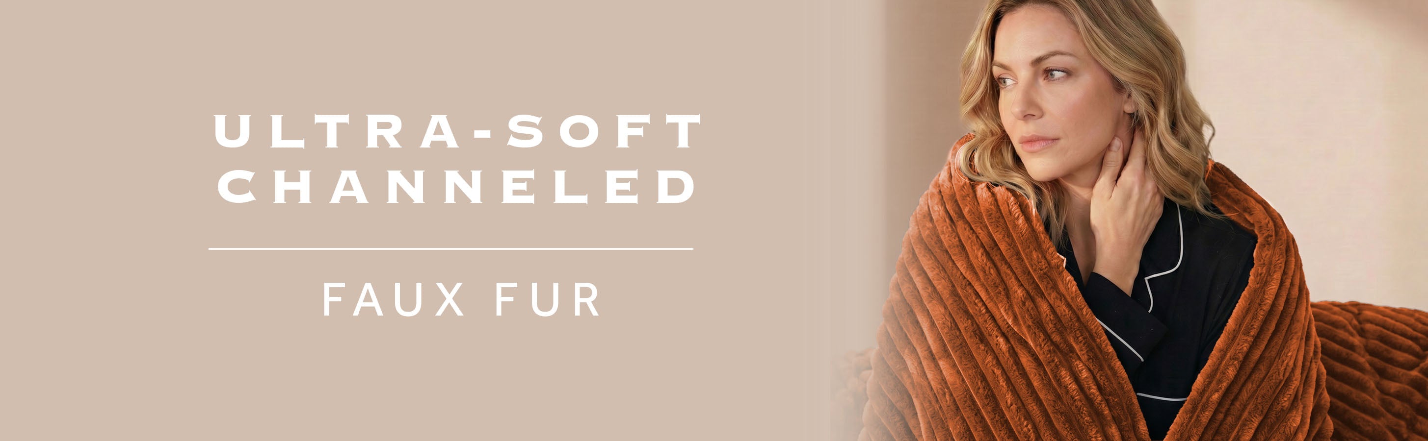 Sunbeam Heated Gingerbread Throw Channeled Faux Fur 4 Heat Settings 50x70