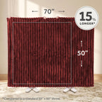 Sunbeam Heated Maroon Throw Channeled Faux Fur 4 Heat Settings 50x70