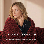 Sunbeam Heated Maroon Throw Channeled Faux Fur 4 Heat Settings 50x70