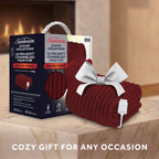 Sunbeam Heated Maroon Throw Channeled Faux Fur 4 Heat Settings 50x70