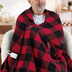 Sunbeam Heated Red Black Buffalo Throw Blanket Microplush 4 Heat Settings 50x70