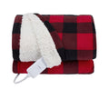 Sunbeam Heated Red Black Buffalo Throw Blanket Microplush 4 Heat Settings 50x70