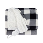 Sunbeam Heated Black White Buffalo Throw Blanket Microplush 4 Heat Settings 50x70