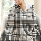 Sunbeam Heated Black Plaid Throw Microplush Faux Shearling 4 Heat 50x70