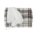 Sunbeam Heated Black Plaid Throw Microplush Faux Shearling 4 Heat 50x70